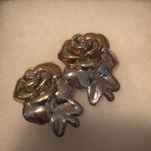Sterling silver & gold plated earrings clip-on 925 silver mark like-new vintage - Picture 9 of 12